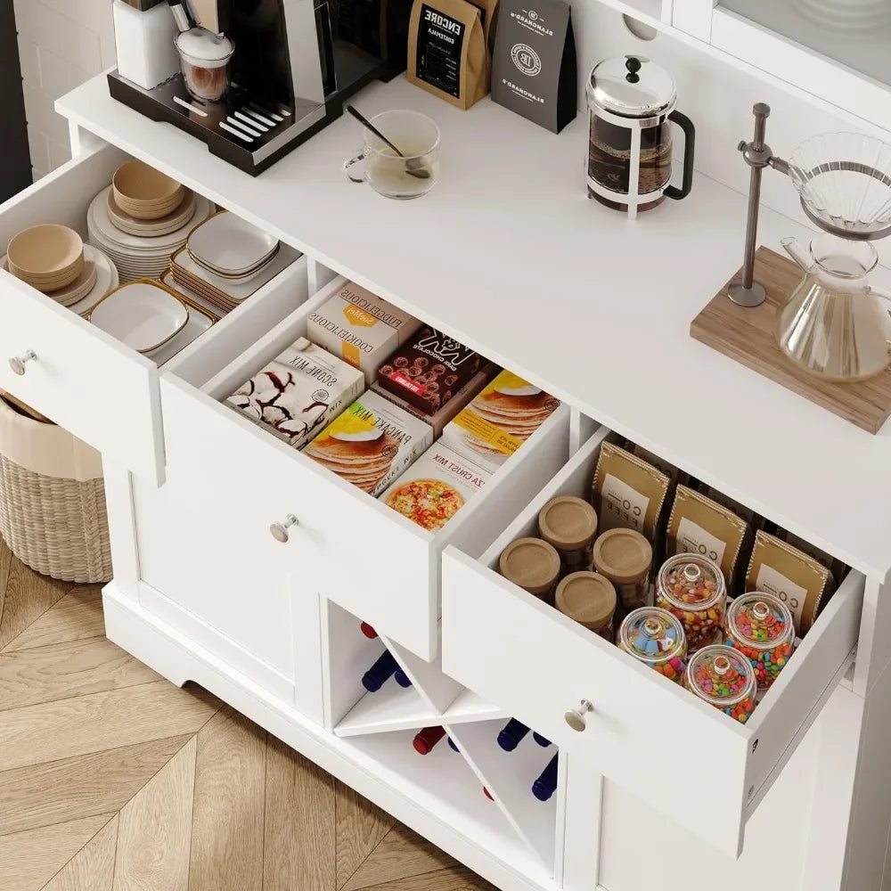 Modern Kitchen Hutch with Microwave Stand