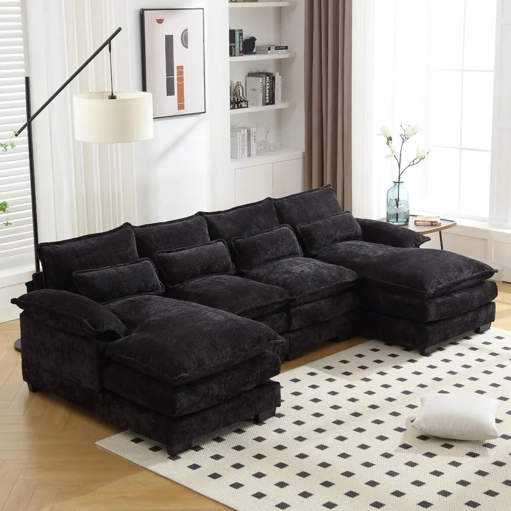 Modular Sofa Sleeper with Double Chaise & Memory Foam