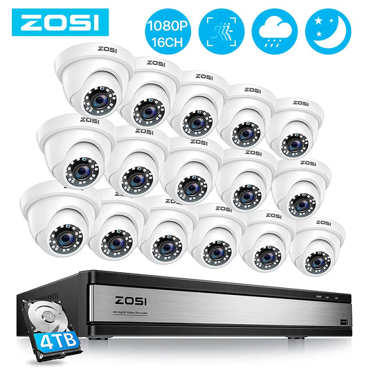 16CH 1080P Wired Security Camera System