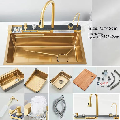 Golden Smart Digital Display Integrated Kitchen Sink