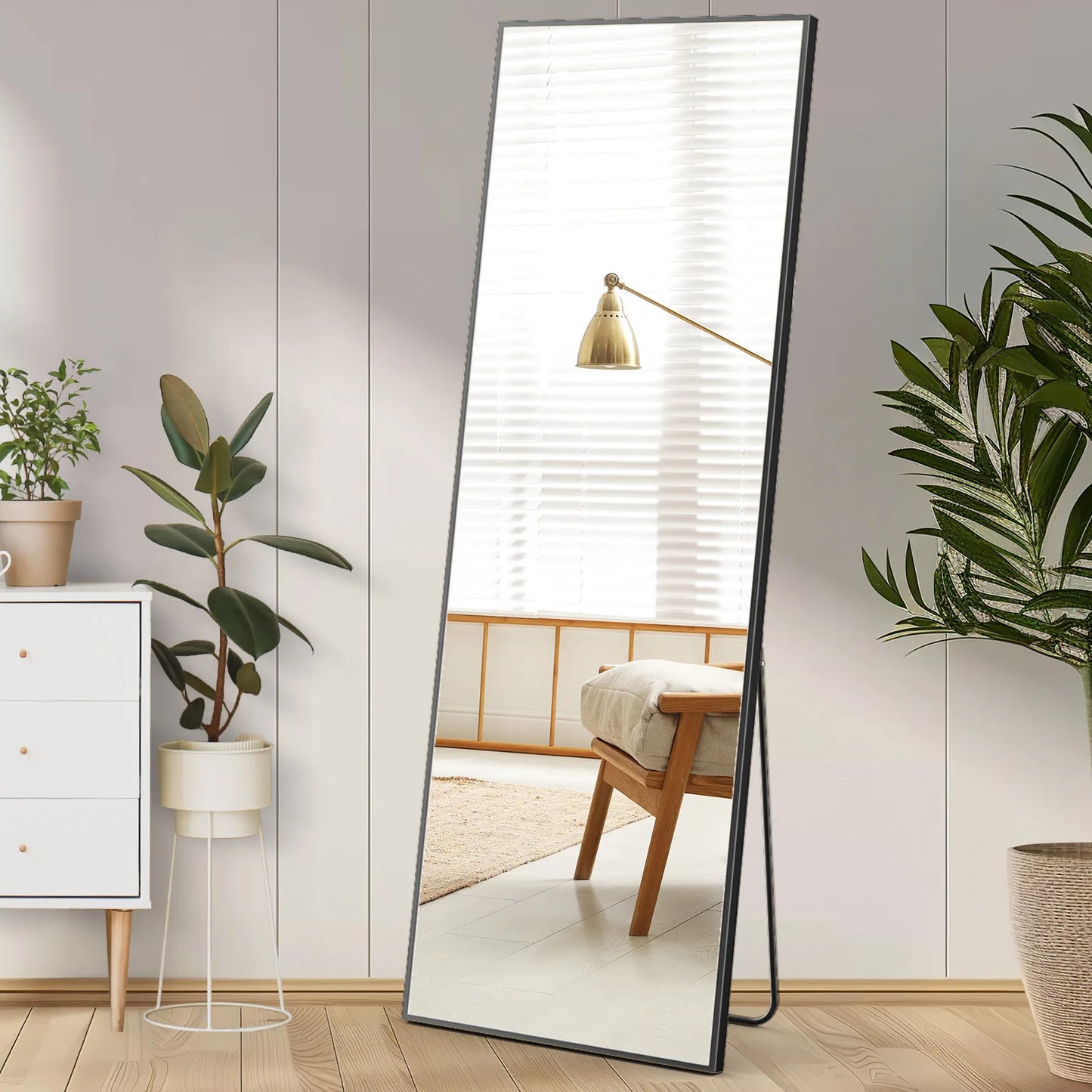 Standing Hanging or Wall-Mounted Mirrors with Stand Aluminum Alloy Frame