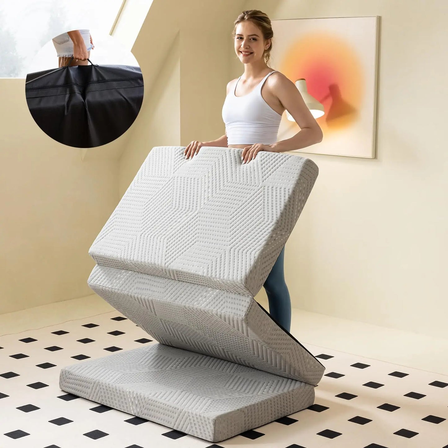 Foldable Memory Foam Mattress with Bag