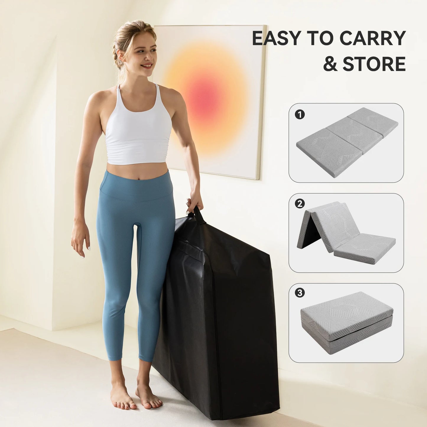 Foldable Memory Foam Mattress with Bag