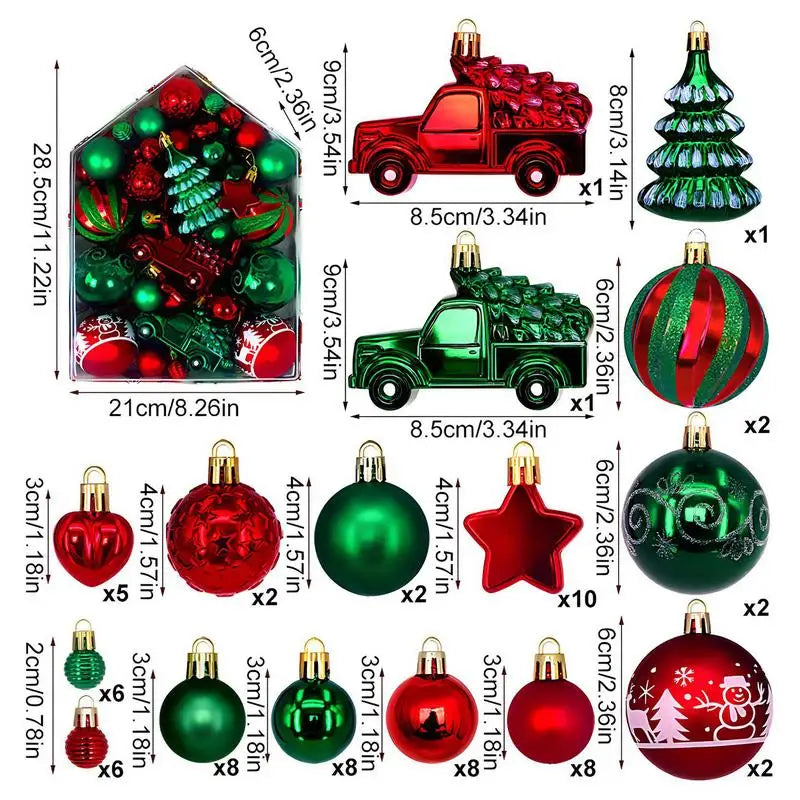 72Pcs Christmas Ornaments