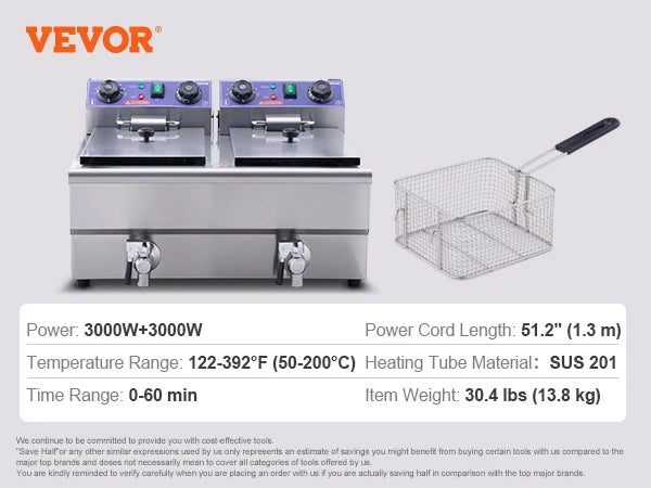 Electric Deep Fryer w/Dual Removable Tanks