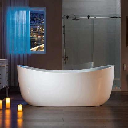 Whirlpool Water Jetted and Air Bubble Freestanding Heated  Bathtub with LED control panel