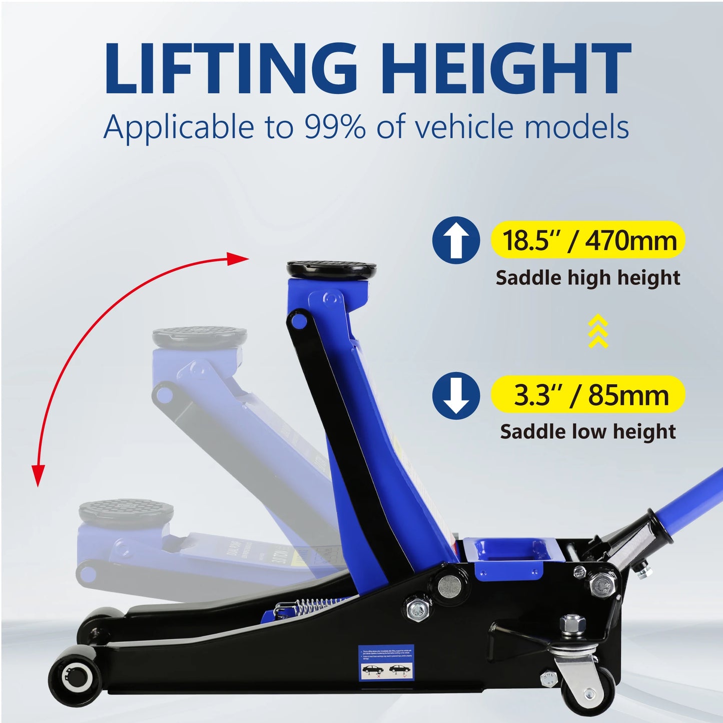 Hydraulic Low Profile and Steel Racing Floor Jack 3 Ton (6600 lb)