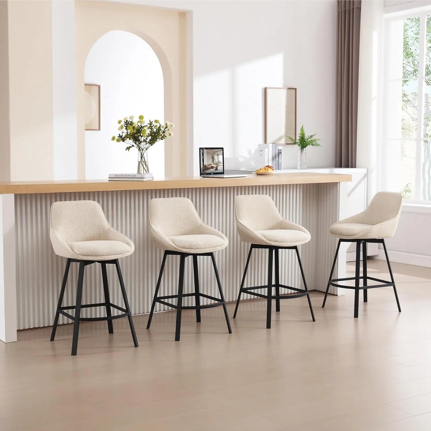 26'' Modern Counter Height Barstools with Backs