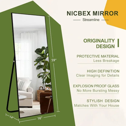 59x16 Inch Aluminum Alloy Frame Large Wall Mirror