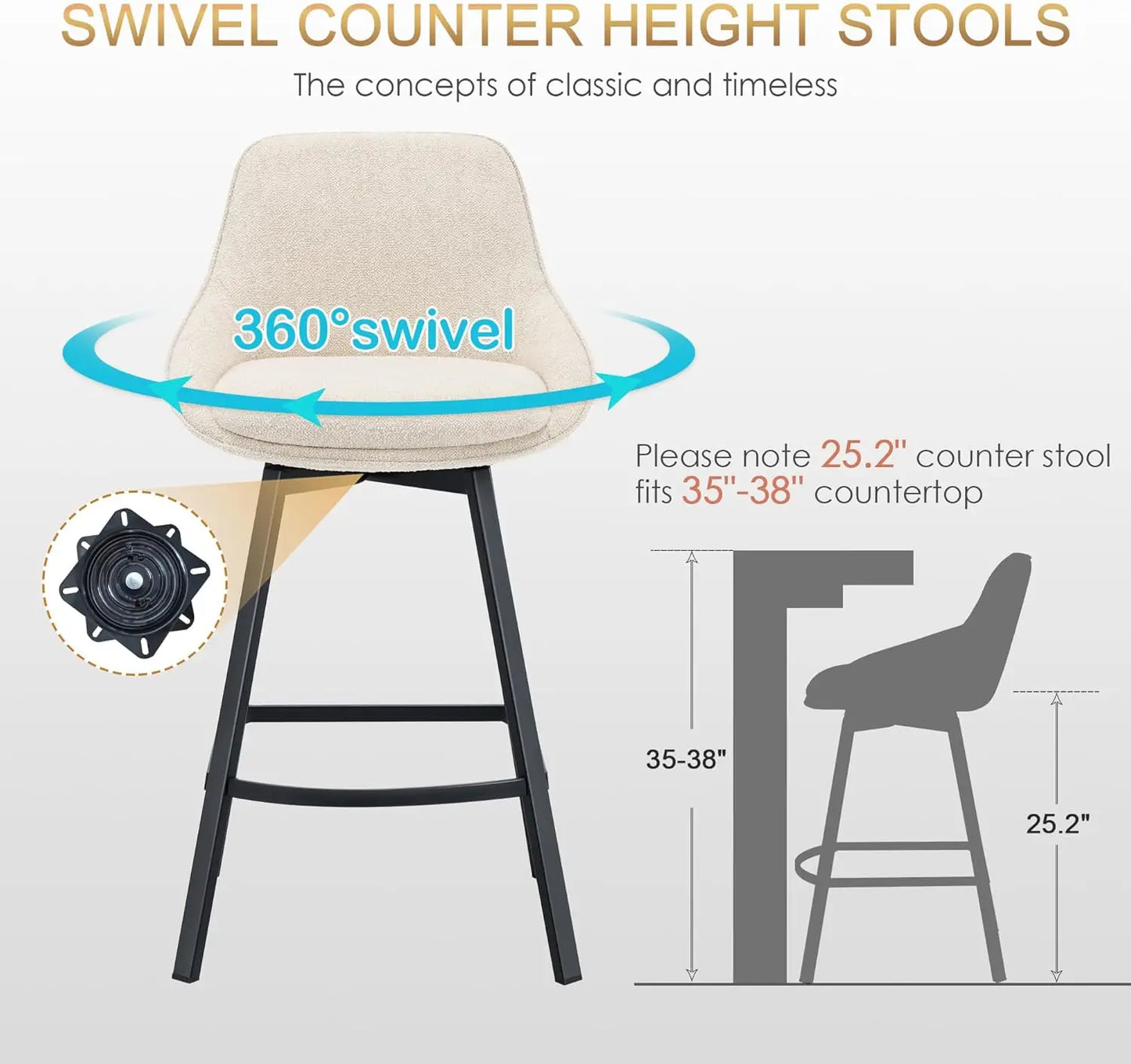 26'' Modern Counter Height Barstools with Backs