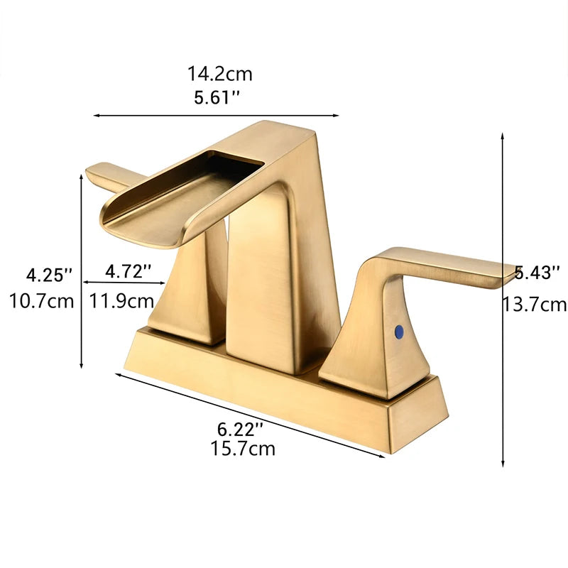 4-inch center waterfall style bathroom sink faucet