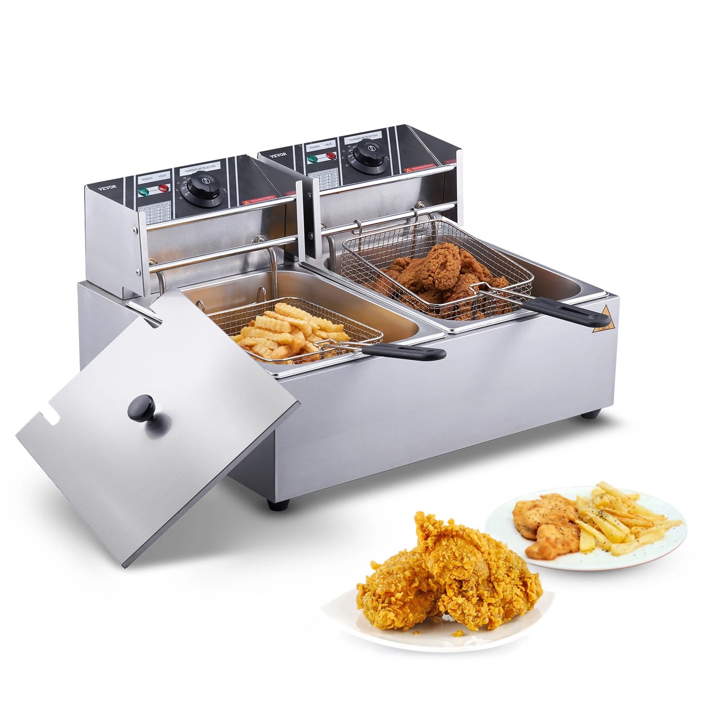 VEVOR  Electric Deep Fryer w/Dual Removable Tanks