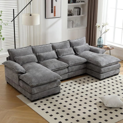 Modular Sofa Sleeper with Double Chaise & Memory Foam