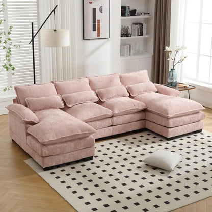 Modular Sofa Sleeper with Double Chaise & Memory Foam