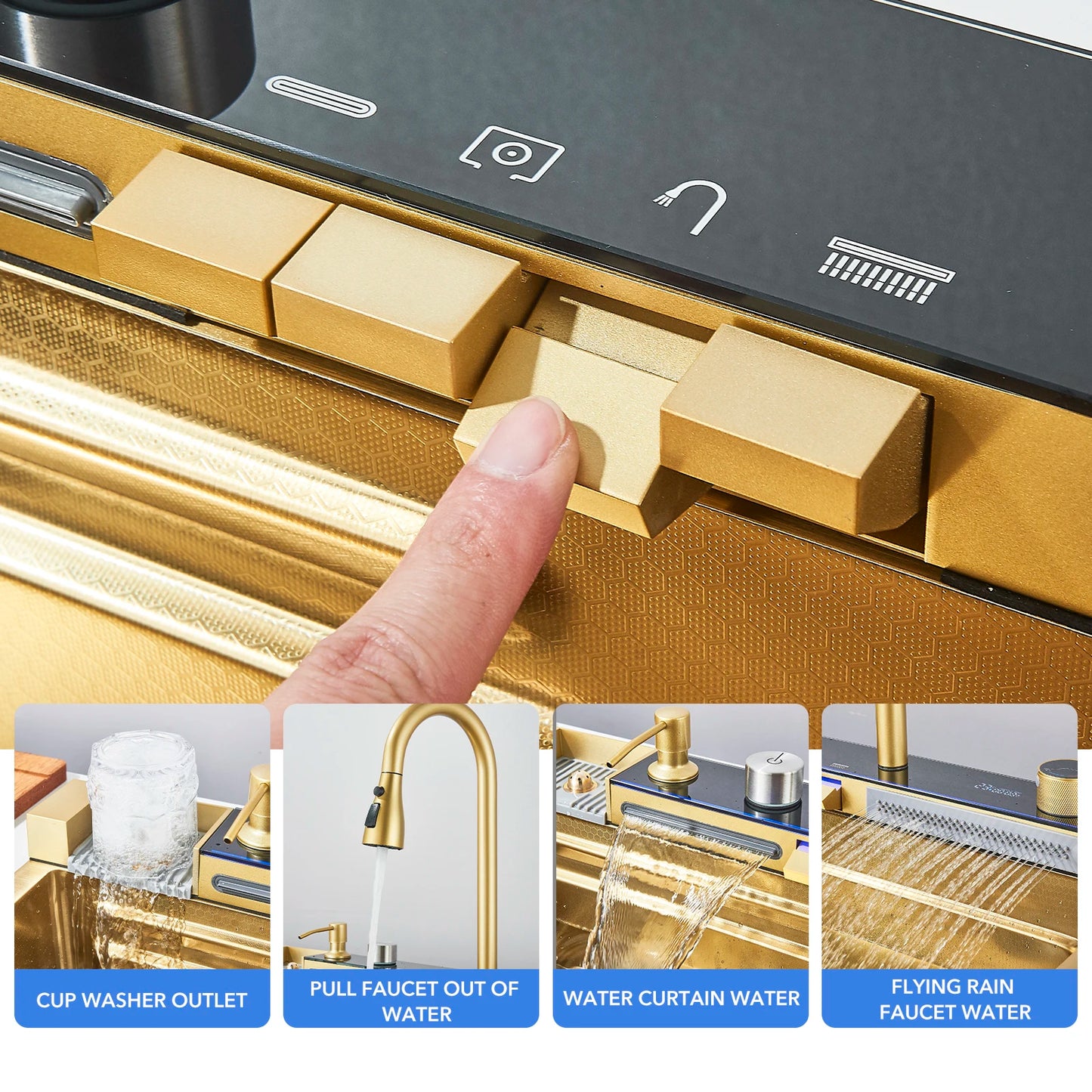 Golden Smart Digital Display Integrated Kitchen Sink