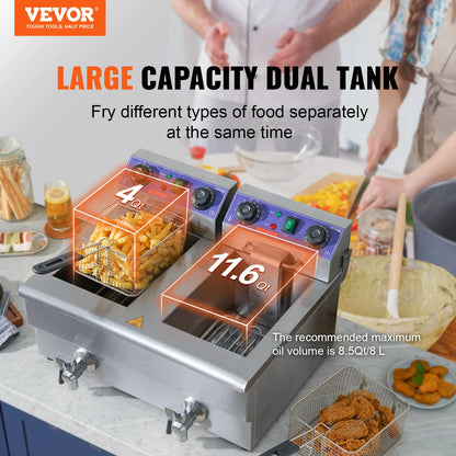 Electric Deep Fryer w/Dual Removable Tanks