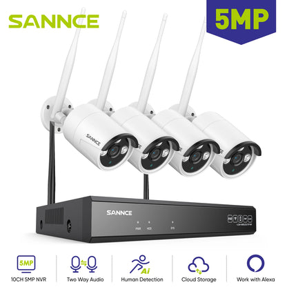 10CH 5MP WIFI Wireless Video Security System With 4X 5MP Outdoor Surveillance IP Camera