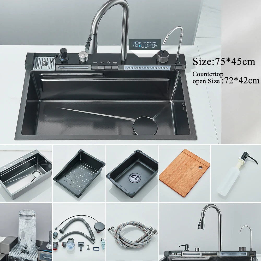 Golden Smart Digital Display Integrated Kitchen Sink