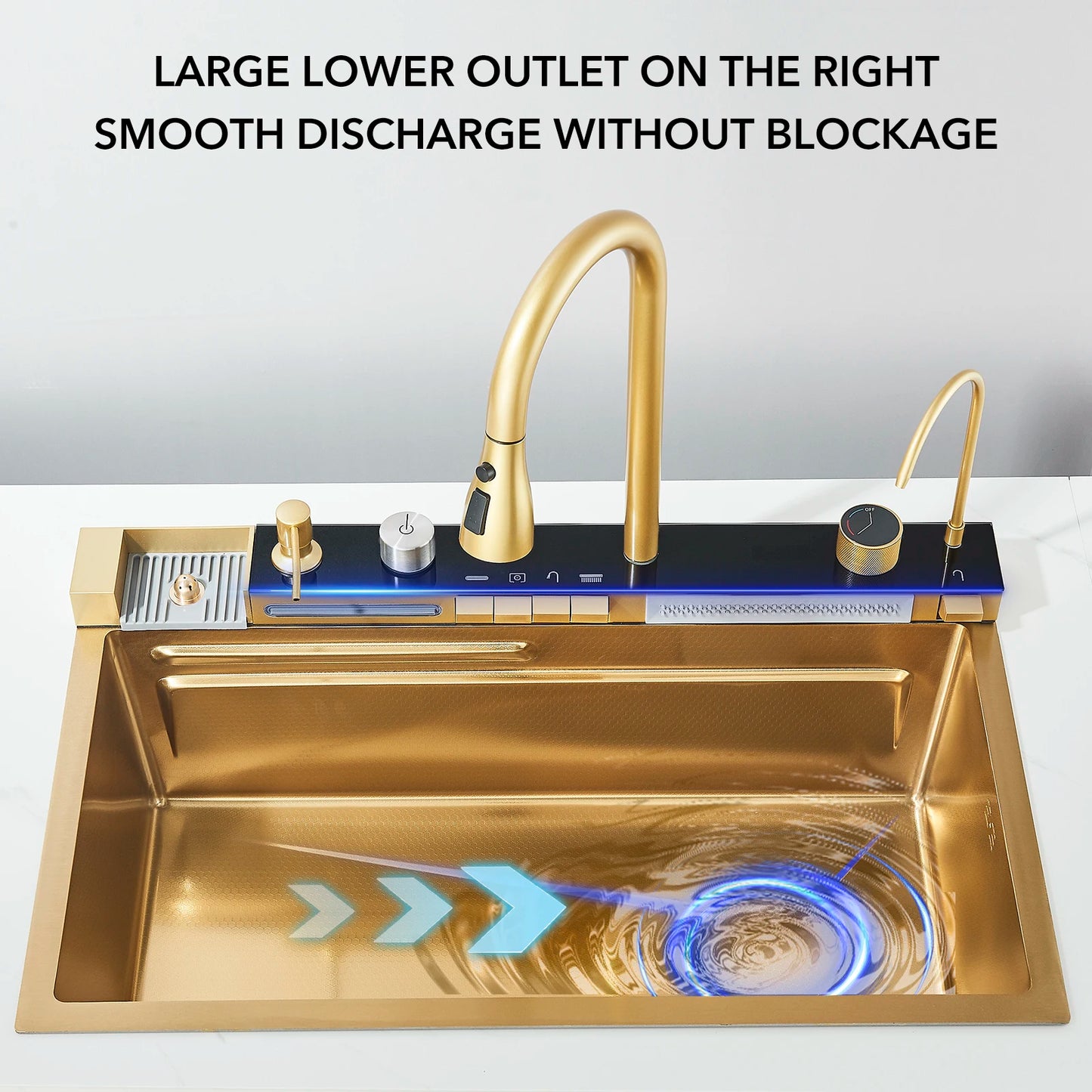 Golden Smart Digital Display Integrated Kitchen Sink