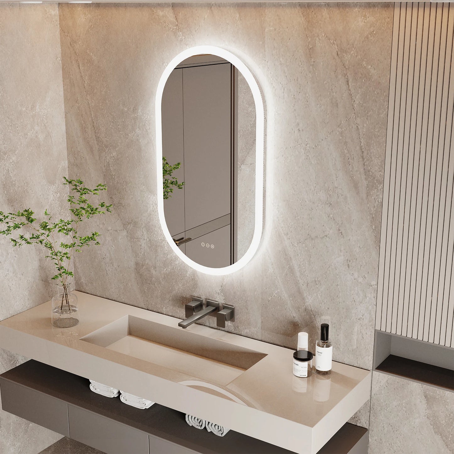 Mounted Oval Lighted Vanity Mirror