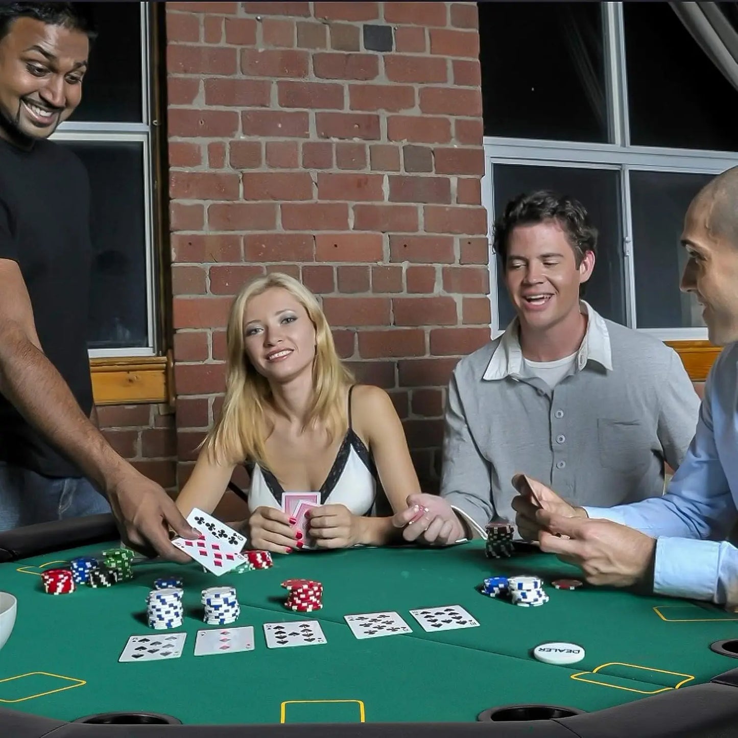 Felt Top Board Game Table with Plastic Cup Holders