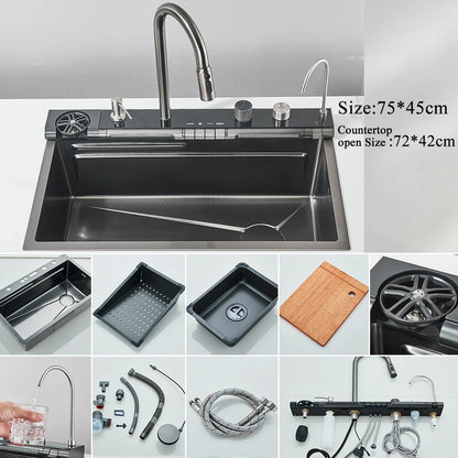 Golden Smart Digital Display Integrated Kitchen Sink