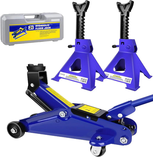 Combo-2 Ton Low Profile Hydraulic&3 Ton Axle Stand Set