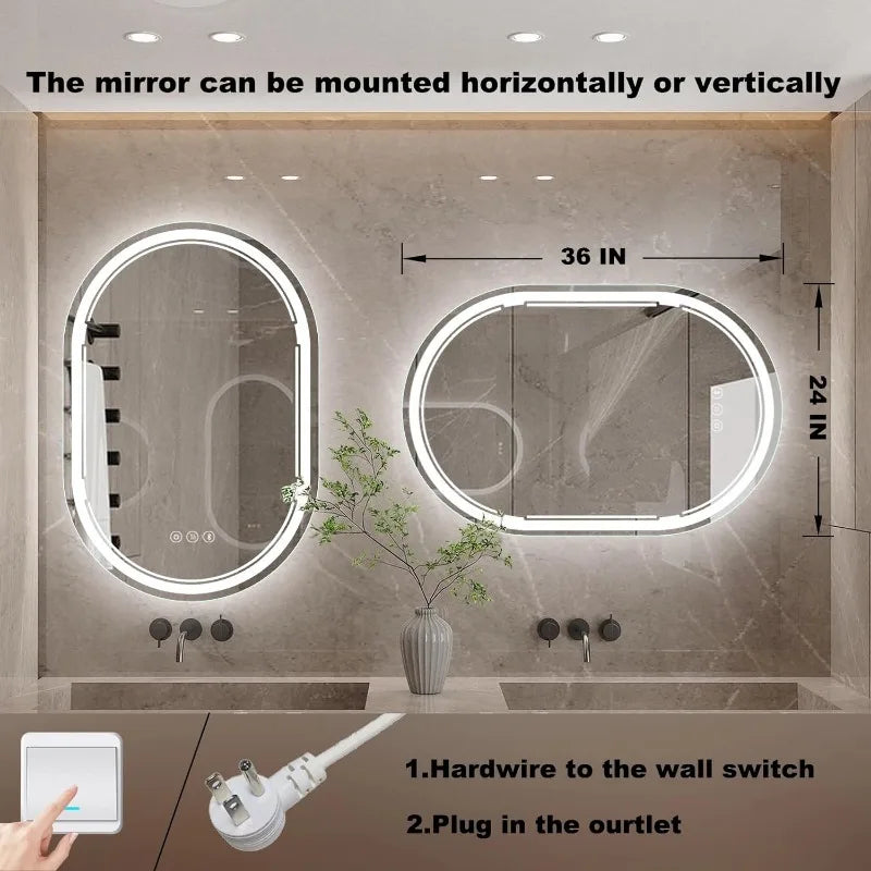 Oval LED Bathroom Vanity Makeup Mirror