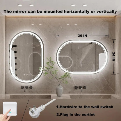 Oval LED Bathroom Vanity Makeup Mirror