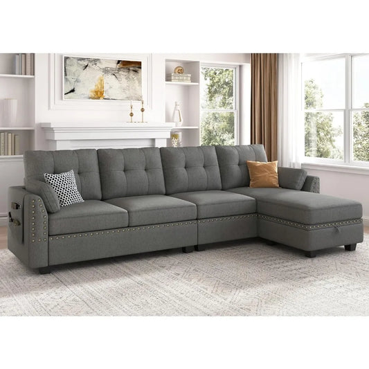 L-Shape Sofa Convertible Couch 4-Seater