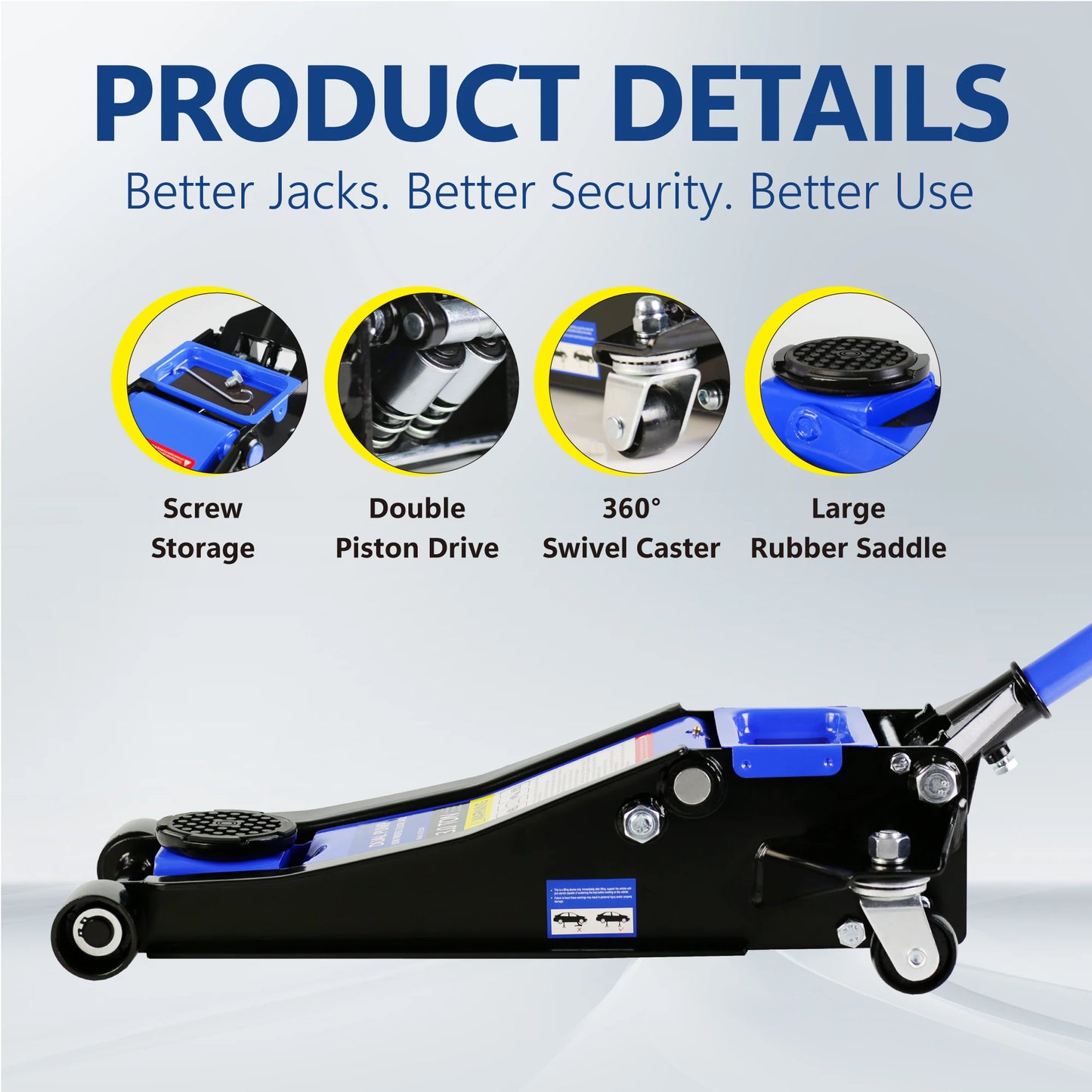 Hydraulic Low Profile and Steel Racing Floor Jack 3 Ton (6600 lb)