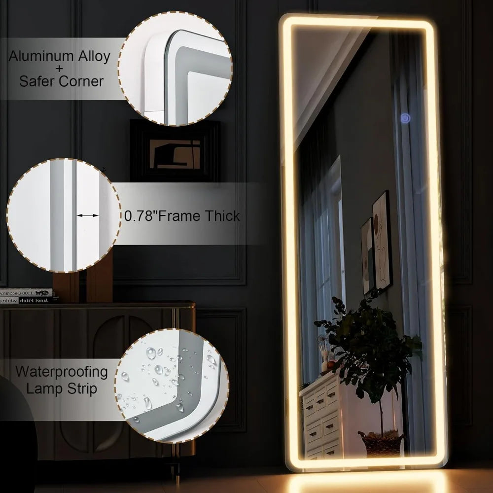 LED Full Length Mirror 64" x 21"