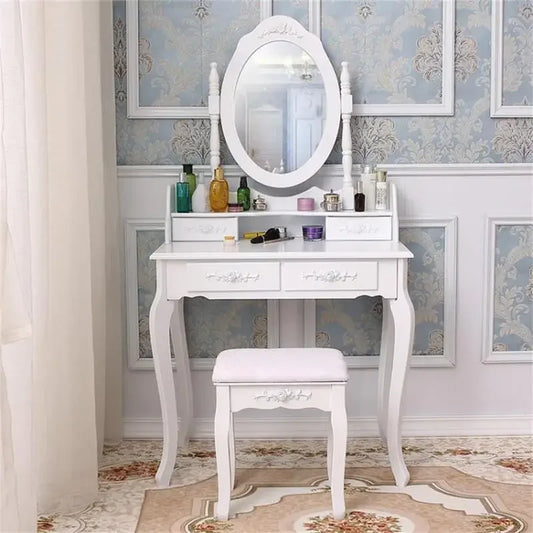 Modern Dresser Dressing Table With Stool & Mirror