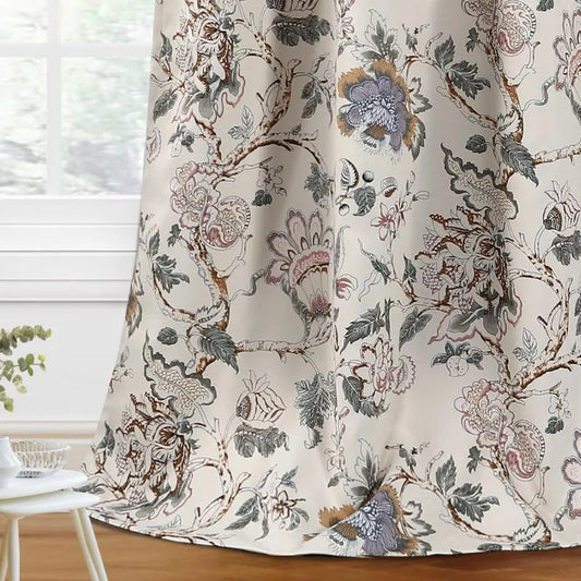 Blackout Curtains 96 Inch Length 2 Panels Set Floral Print Curtain Drapes