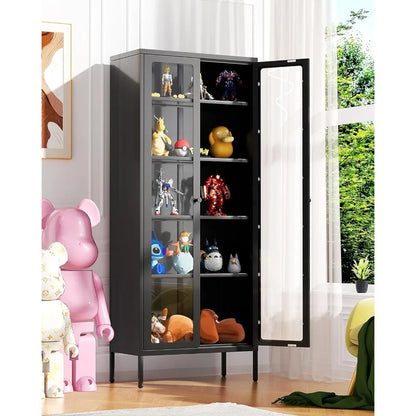 Black Display Curio Glass Cabinet