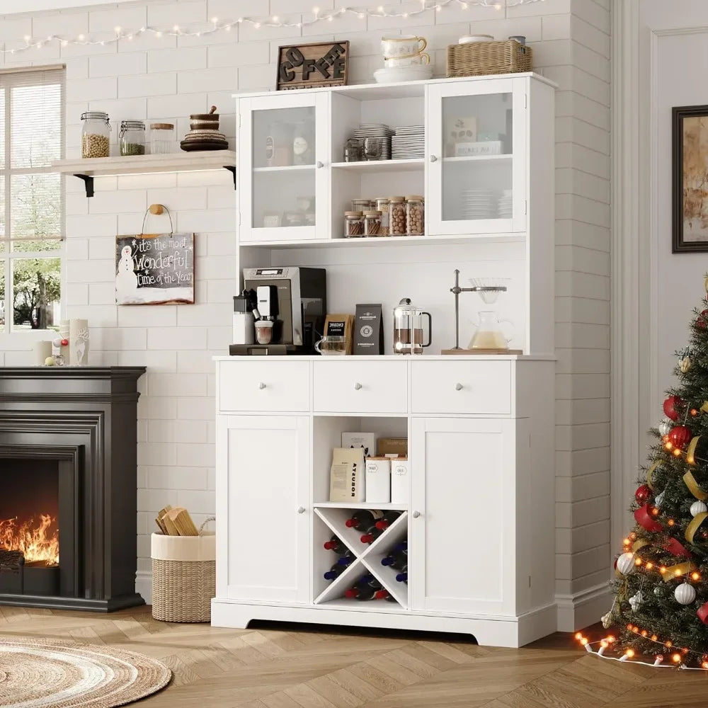 Modern Kitchen Hutch with Microwave Stand