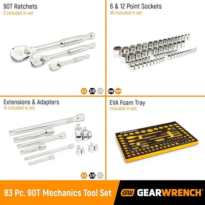 90-Tooth SAE/Metric Mechanics Tool Set