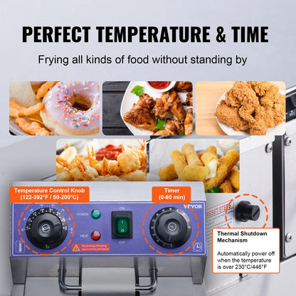 VEVOR  Electric Deep Fryer w/Dual Removable Tanks