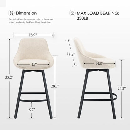 26'' Modern Counter Height Barstools with Backs