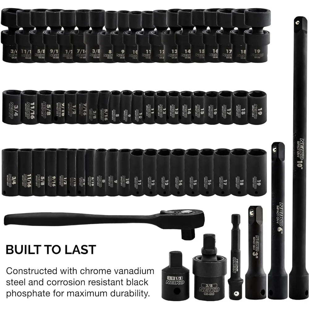 Impact Socket Set, Shallow & Deep Sockets, Ratchet