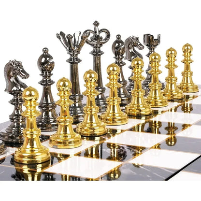 Metal Chess Set and Checkers Game Set