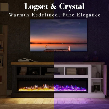 75” Fireplace TV Stand with 60” Electric Fireplace