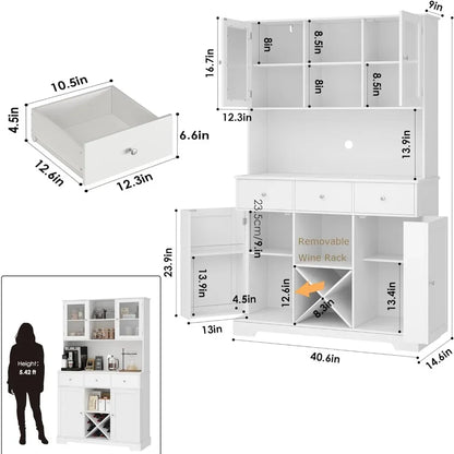 Modern Kitchen Hutch with Microwave Stand