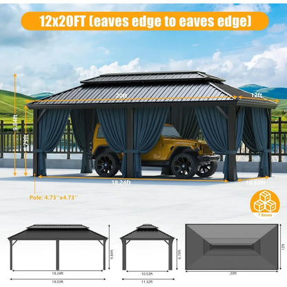 Heavy Duty Gazebo with Galvanized Steel Double Roof