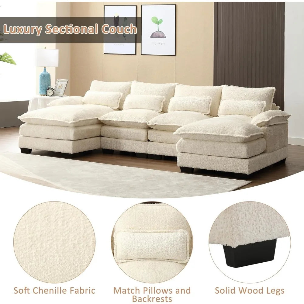 Modular Sofa Sleeper with Double Chaise & Memory Foam