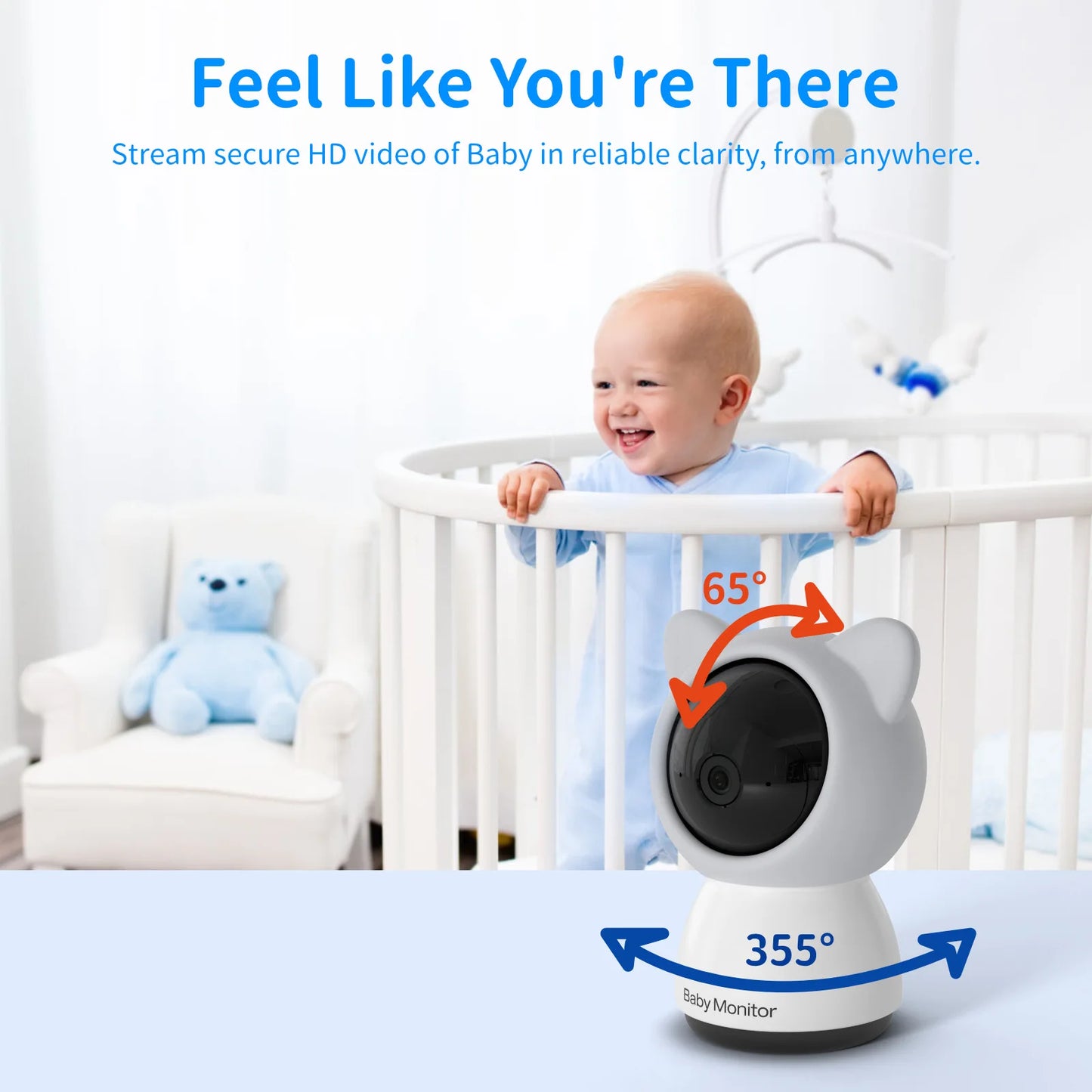 3MP Baby Monitor  HD 5 Inch LCD Two Way Talk Lullabies For New Born